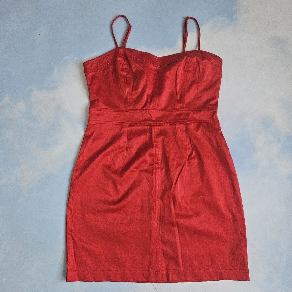 Satin Evening Dress Orange Red Satin Mini Dress Fitting Cocktail Dress Event